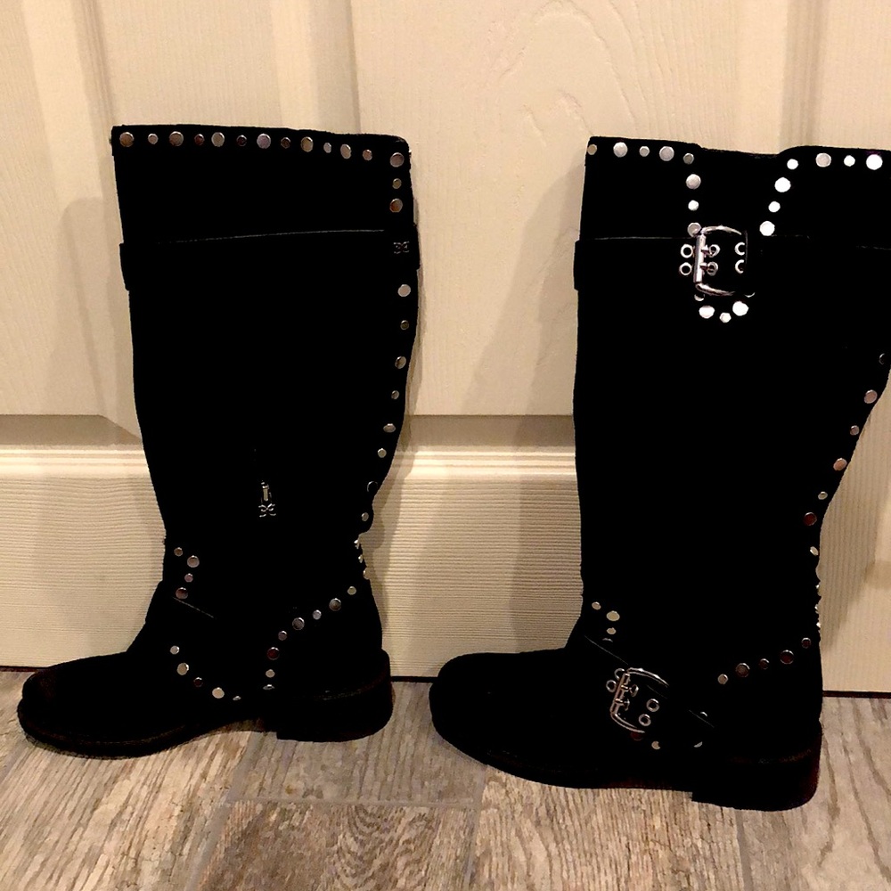 Sam Edelman  black Suede studded knee high boots.
